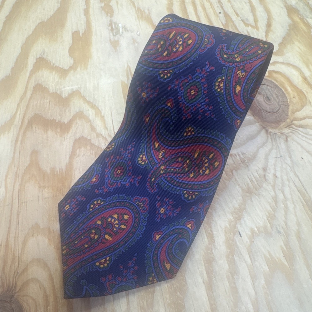 Polo Ralph Lauren Paisley Silk Tie Italy Red Blue Dapper Heritage Menswear